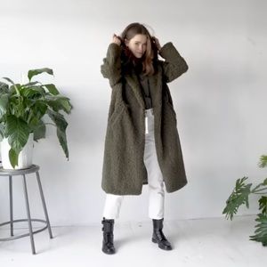 Zara Olive Green Teddy Coat